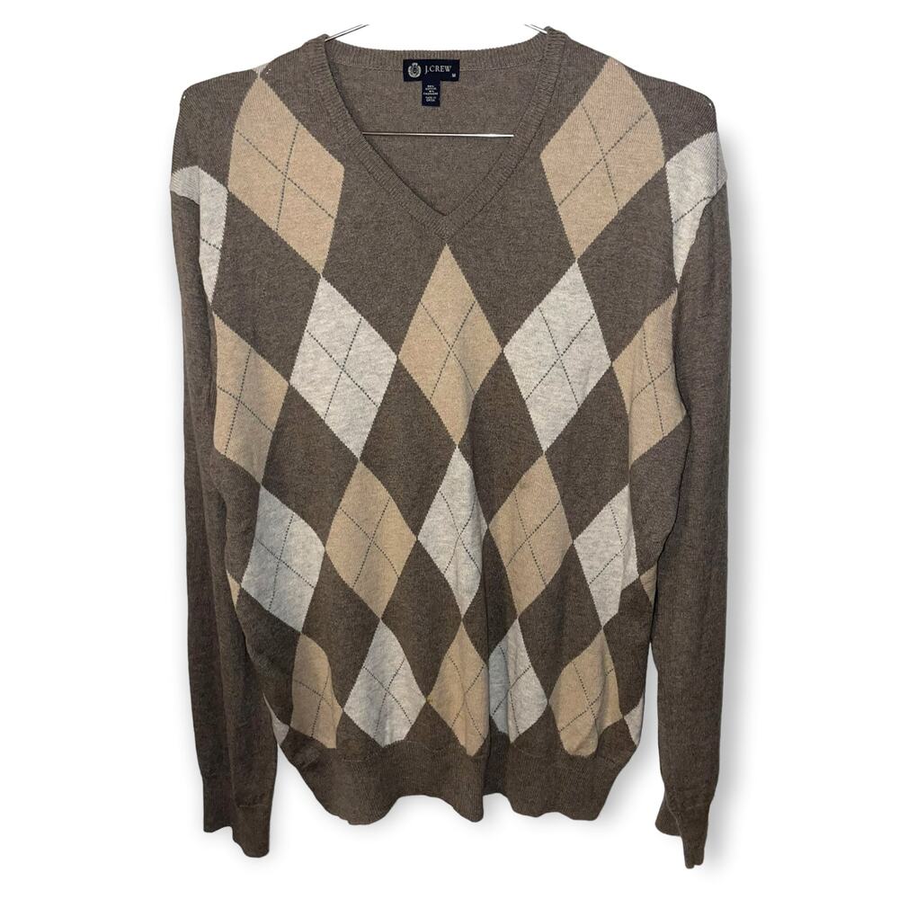 J. Crew Men's V Neck Argyle Sweater in EUC Sz M